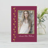 Elegant Gold Ivy und Ihr Foto burgundyBG Ankündigung (Stehend Vorderseite)