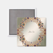 Elegant Gold Jewel Blume Magnet (Vorderseite/Rückseite)