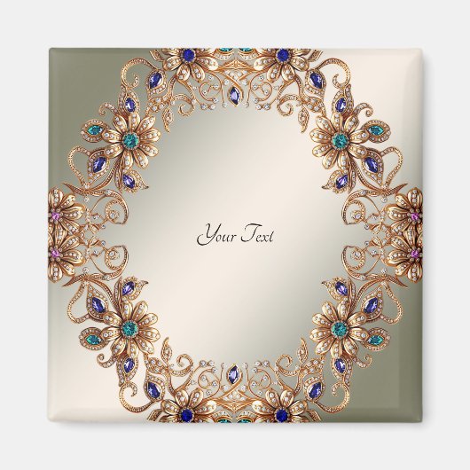 Elegant Gold Jewel Blume Magnet (Vorne)