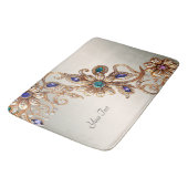 Elegant Gold Jewel Flowers Bath Mat Badematte (Schrägansicht)