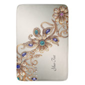 Elegant Gold Jewel Flowers Bath Mat Badematte (Vorderseite Vertikal)