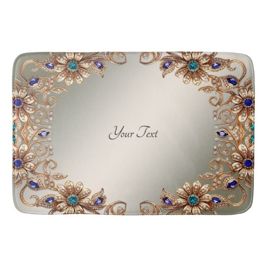 Elegant Gold Jewel Flowers Bath Mat Badematte (Vorderseite)