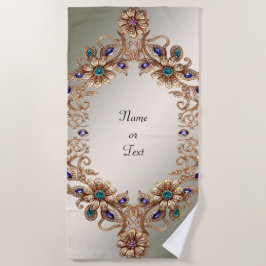 Elegant Gold Jewel Flowers Beach Towel Strandtuch