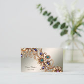 Elegant Gold Jewel Flowers Business Card Visitenkarte (Stehend Vorderseite)