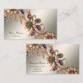 Elegant Gold Jewel Flowers Business Card Visitenkarte (Vorne/Hinten)