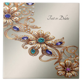 Elegant Gold Jewel Flowers Ceramic Tile Fliese