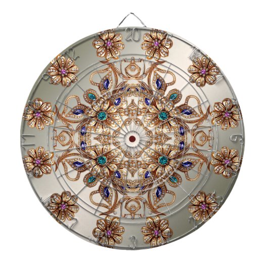 Elegant Gold Jewel Flowers Dartboard Dartscheibe (vorne)