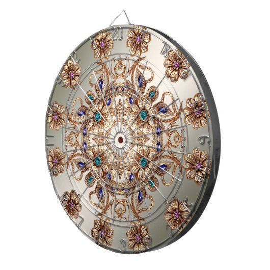 Elegant Gold Jewel Flowers Dartboard Dartscheibe (Vorderseite rechts)