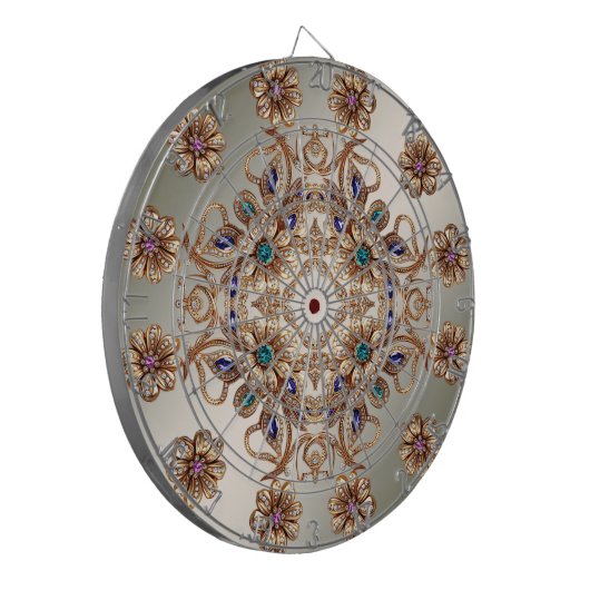 Elegant Gold Jewel Flowers Dartboard Dartscheibe (Vorderseite Links)