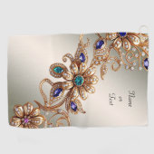 Elegant Gold Jewel Flowers Golf Towel Golfhandtuch (Horizontal)