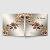Elegant Gold Jewel Flowers Guest Book Gästebuch (Voll)