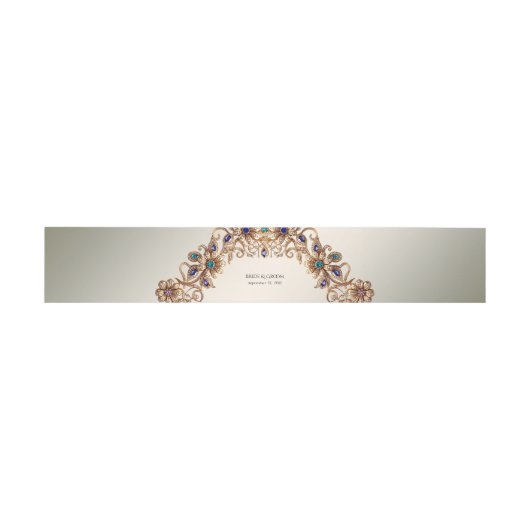 Elegant Gold Jewel Flowers Invitation Belly Band (Flach)