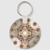 Elegant Gold Jewel Flowers Keychain Schlüsselanhänger (Rückseite)