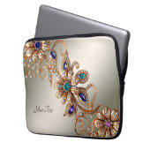 Elegant Gold Jewel Flowers Laptop Sleeve (Vorderseite Links)