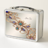 Elegant Gold Jewel Flowers Lunchbox (Vorderseite)