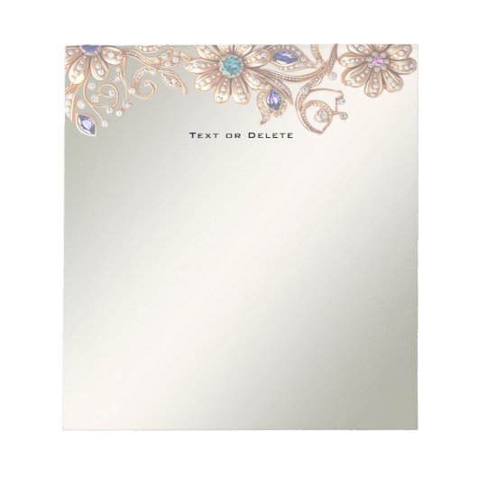 Elegant Gold Jewel Flowers Notepad Notizblock (Vorderseite)