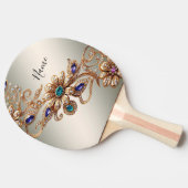 Elegant Gold Jewel Flowers Ping Pong Paddle Tischtennis Schläger (Seitenansicht)