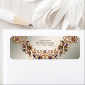 Elegant Gold Jewel Flowers Return Address Label (Insitu)