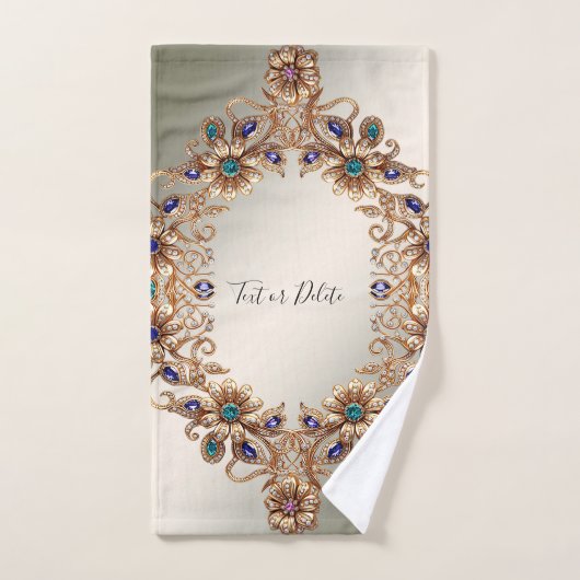 Elegant Gold Jewel Flowers Towel Set (Handtuch)