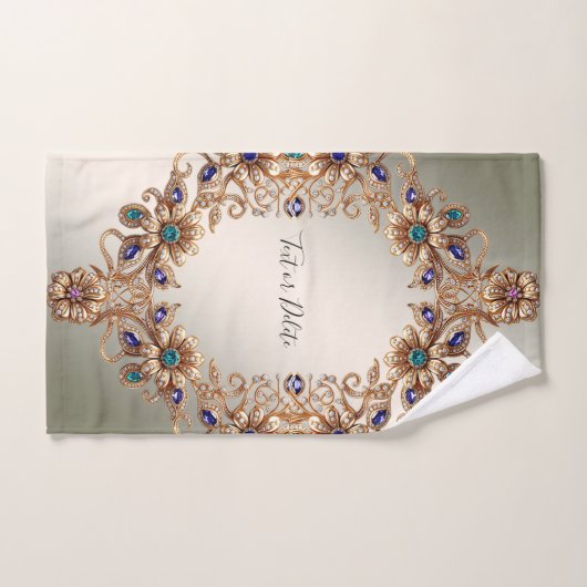 Elegant Gold Jewel Flowers Towel Set (Handtuch)