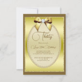 Elegant Gold Jeweled Bow Birthday Einladung (Vorderseite)