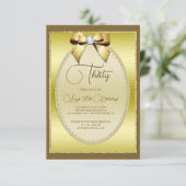Elegant Gold Jeweled Bow Birthday Einladung (Stehend Vorderseite)