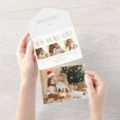 Elegant Gold Joy Peace Love Script 3-Photo All In One Einladung (Abreißen)