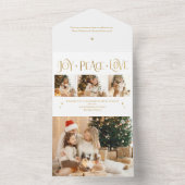 Elegant Gold Joy Peace Love Script 3-Photo All In One Einladung (Innen Boden)
