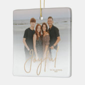 Elegant Gold JOYFUL Script Photo Christmas Keramikornament (Links)