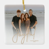 Elegant Gold JOYFUL Script Photo Christmas Keramikornament (Vorderseite)