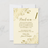 Elegant Gold Lace Filigree auf Ivory Cream Wedding Save The Date (Rückseite)