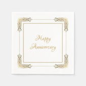Elegant Gold Lace Happy Jubiläum Napkins Serviette (Vorderseite)