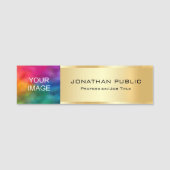 Elegant Gold Laden Sie Ihr Geschäft-Logo oder Foto Namensschild (Vorderseite)