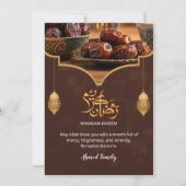 Elegant Gold Lantern Warm Brown with Dates Iftar Einladung (Rückseite)