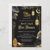 Elegant Gold Lanterns and Monstera Ramadan Iftar Einladung (Vorderseite)