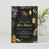 Elegant Gold Lanterns and Monstera Ramadan Iftar Einladung (Stehend Vorderseite)