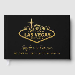 Elegant Gold Las Vegas Sign Gästebuch