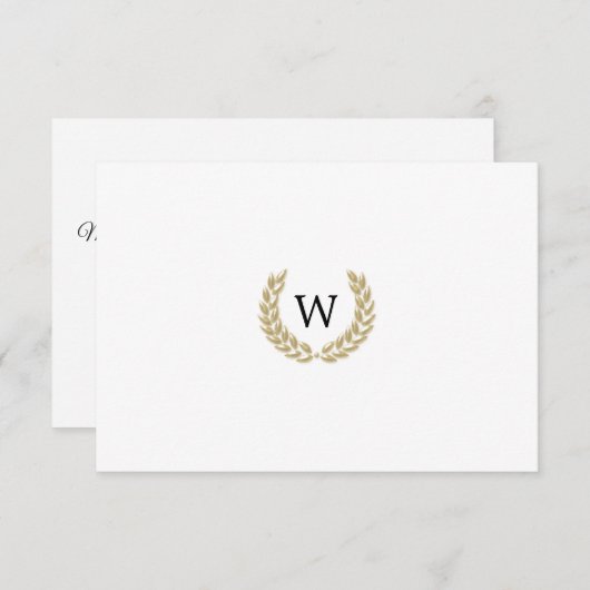 Elegant Gold Laurel Monogram White UAWG Wedding RSVP Karte (Vorne/Hinten)