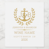 Elegant Gold Laurel Wreath and Anchor Weinetikett (Einzelnes Label)