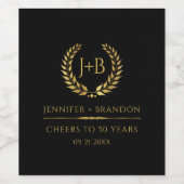 Elegant Gold Laurel Wreath Cheer bis 50 Jahre Weinetikett (Einzelnes Label)