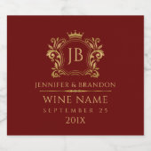 Elegant Gold Laurel Wreath Crown auf Rot Schaumweinetikett (Einzelnes Label)