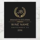 Elegant Gold Laurel Wreath Happy Bithday Weinetikett (Einzelnes Label)