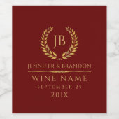 Elegant Gold Laurel Wreath on Red Weinetikett (Einzelnes Label)