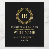 Elegant Gold Laurel Wreath Weinetikett (Einzelnes Label)