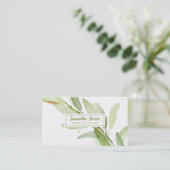 Elegant Gold Leaf Airy Greenery Visitenkarte (Stehend Vorderseite)