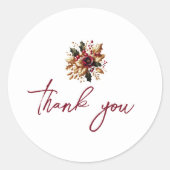 Elegant Gold Leaf Hochzeitfoto Dankeschön Karte Runder Aufkleber (Vorderseite)