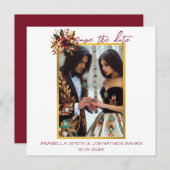 Elegant Gold Leaf Hochzeitsfoto speichern Sie das  Save The Date (Vorne/Hinten)