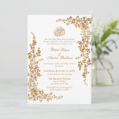Elegant Gold Leaf Islamische Hochzeit Einladung (Stehend Vorderseite)