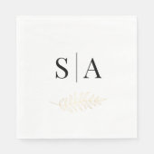Elegant Gold Leaf Monogram Wedding Serviette (Vorderseite)