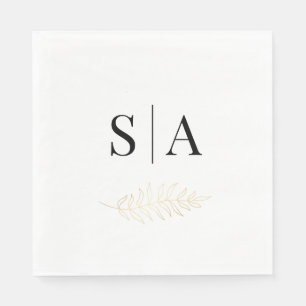 Elegant Gold Leaf Monogram Wedding Serviette